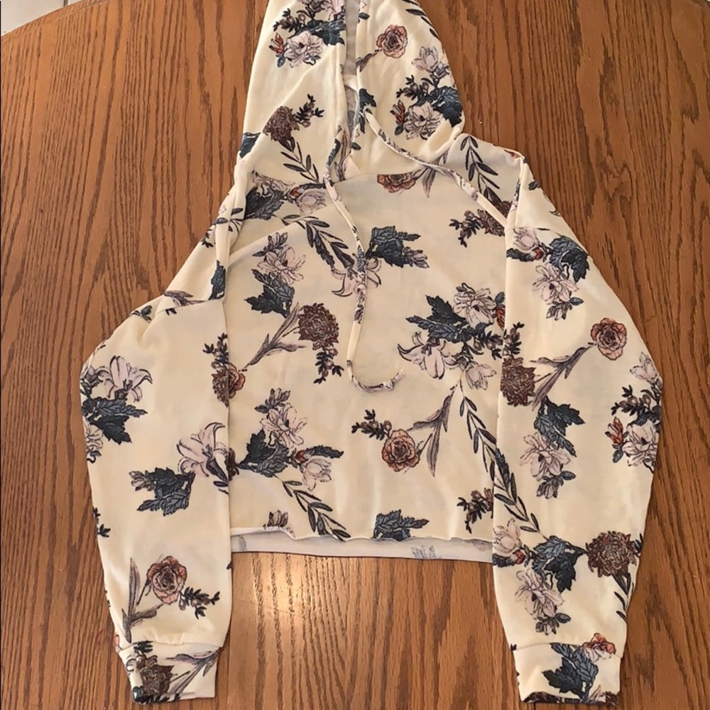 Floral rose cropped hoodie
